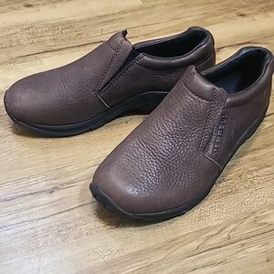 Merrell Jungle Moccasins Brown Leather Slip-ons | Women's Size 7.5